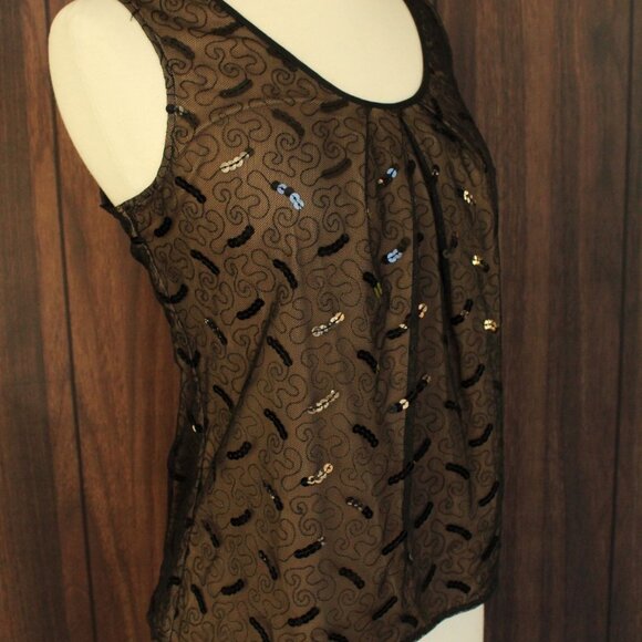 Jones New York Womens Top, New with Tags Black over Beige, Size 4, Sequins - Picture 5 of 11